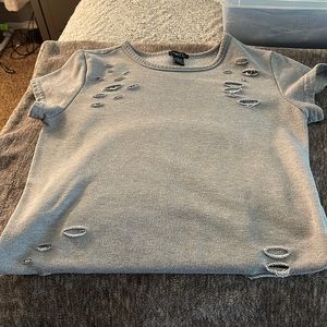 Gray ripped short sleeve